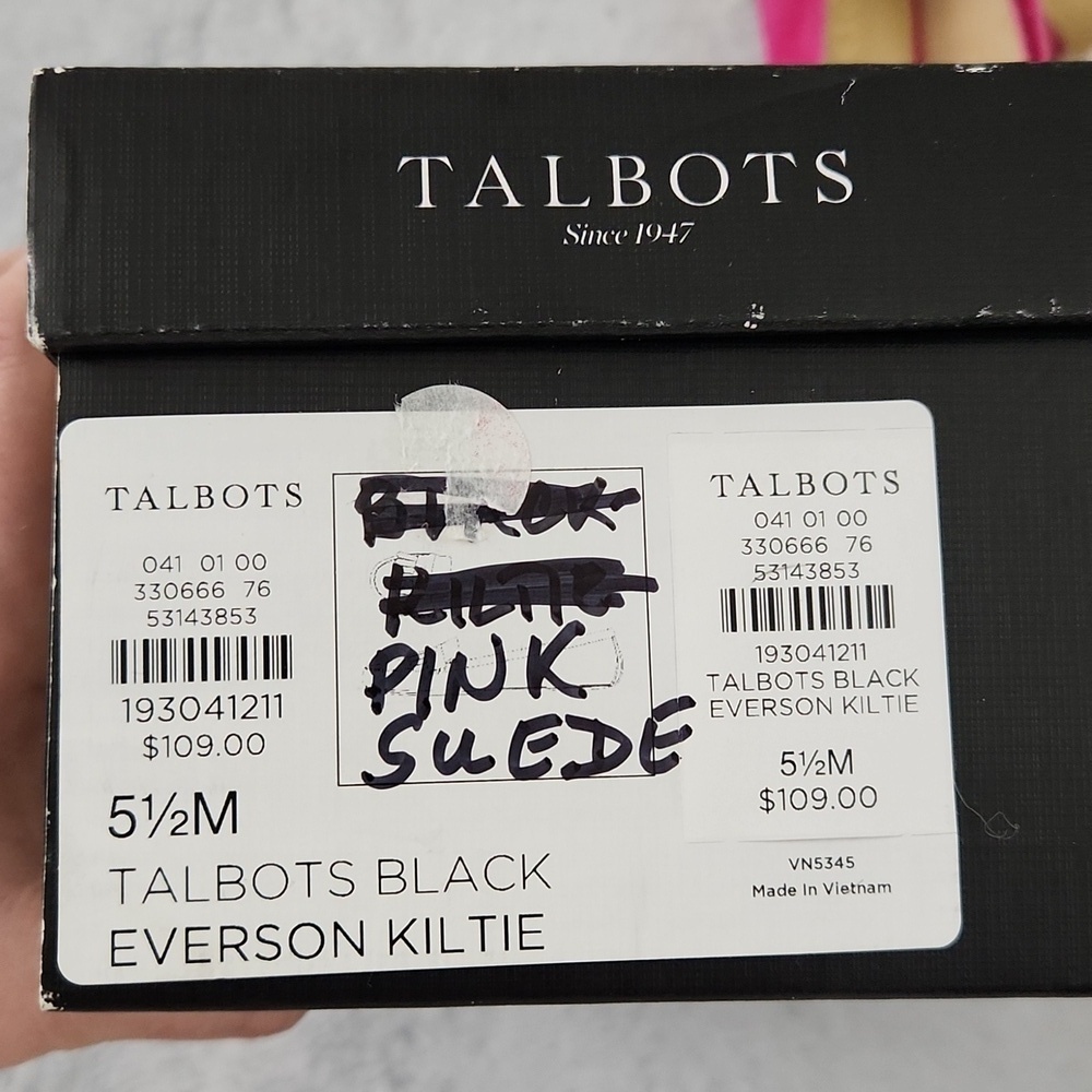 *NWT Talbots Black Everson Kiltie Pink Suede Tassel Loafers 5.5M - Picture 4 of 13